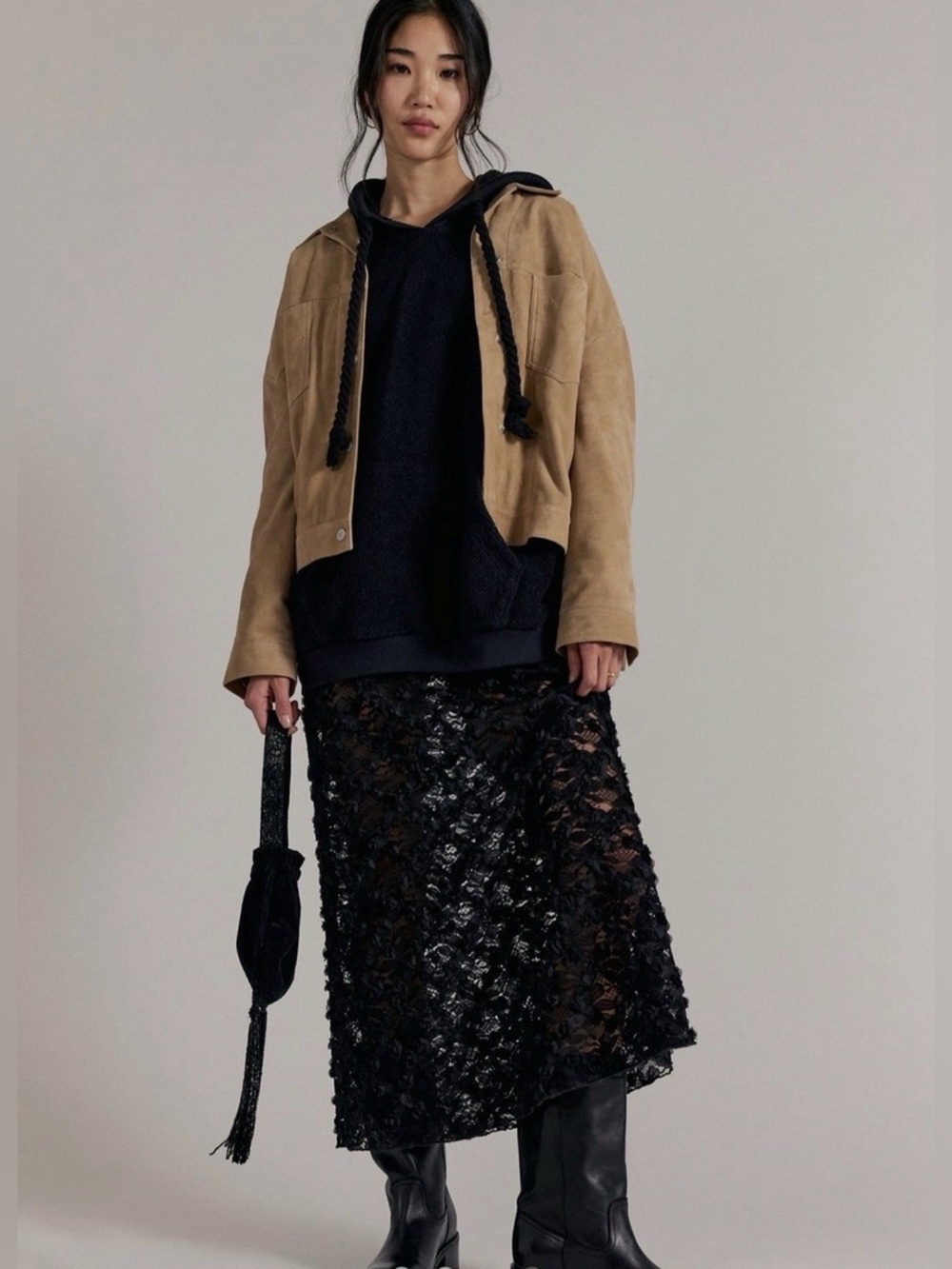 Free People Looped In Hoodie~ Black - Picture 3 of 3